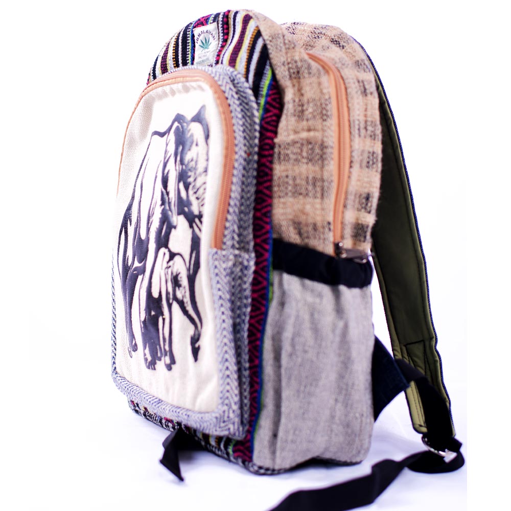 Elephant Print Hemp Backpack