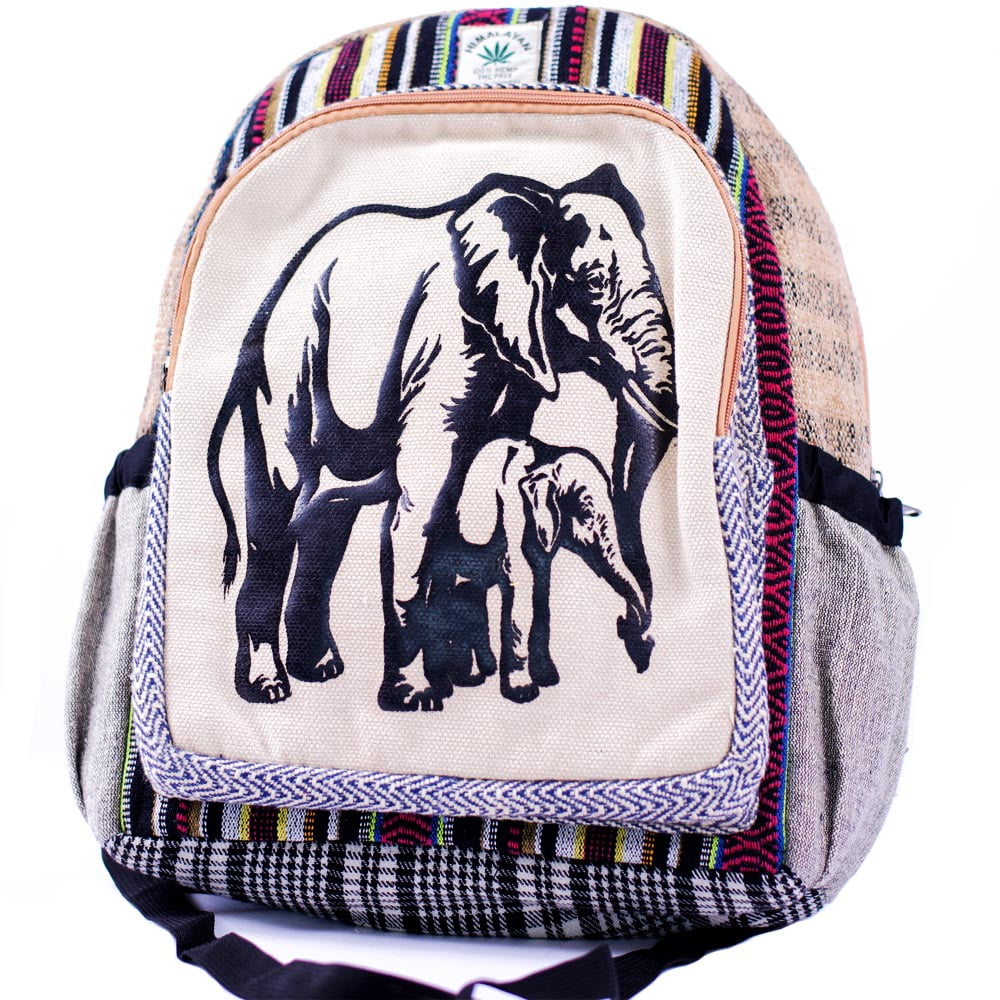 Elephant Print Hemp Backpack