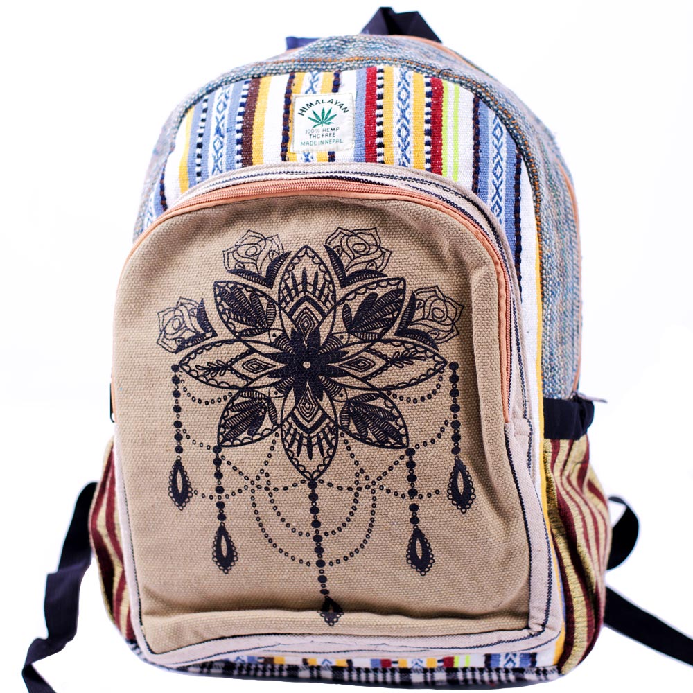 Flower Print Hemp Backpack
